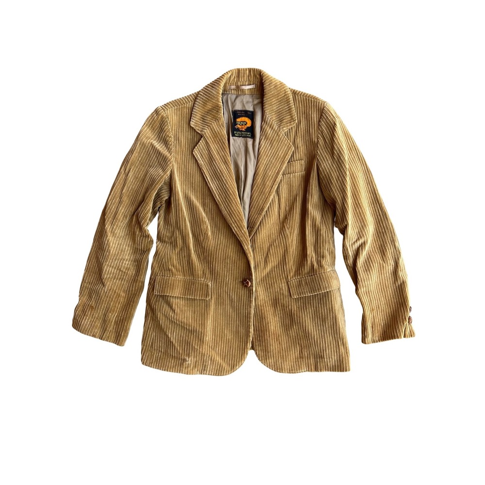 VTG 70s Fox Run by Little Foxes Corduroy Blazer Tan Camel Wide Wale Yugoslavia